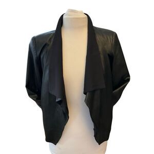 Theory Lamb Leather Open Waterfall Collared Jacket, Med. Pockets!
